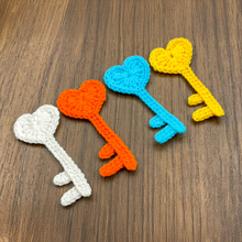 Crochet Heart Key Pattern PDF, Romantic Love Key Applique