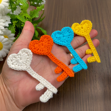 Crochet Heart Key Pattern PDF, Romantic Love Key Applique