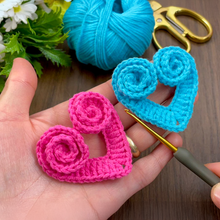 Crochet Spiral Heart Pattern PDF, Unique Swirl Heart Applique Tutorial