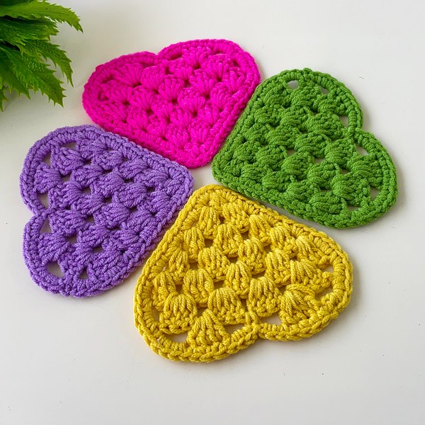 Crochet Granny Heart Pattern PDF, Easy Crochet Heart Motif Tutorial