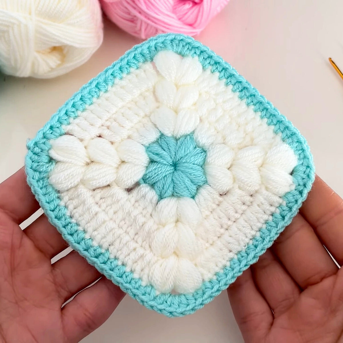 Granny Square Puff Stitch Crochet Pattern - Easy Puff Stitch Pattern - Hand Trendy