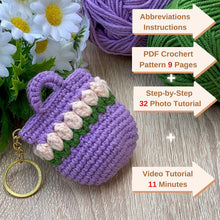 Floral Crochet Bag Keychain PDF Pattern – Mini Flower Purse Keyring Tutorial - Hand Trendy