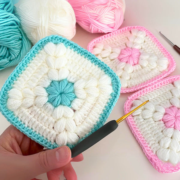 Crochet Granny Square Motif Pattern - Easy Puff Stitch Pattern - Baby Crochet Pattern - Hand Trendy