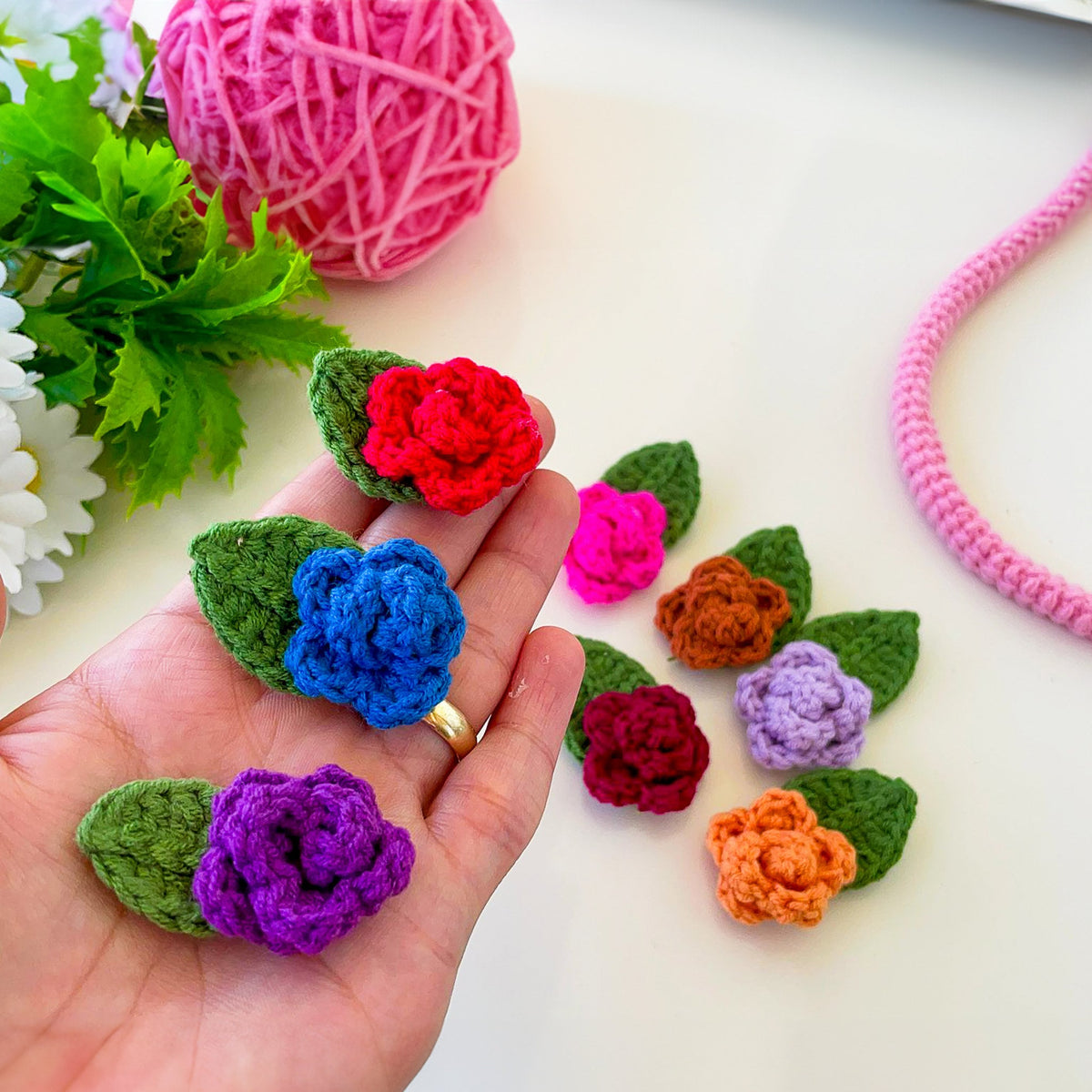 Colourful Crochet Rose Headband PDF Pattern - Crochet Hair Bow Clip For Kids - Hand Trendy