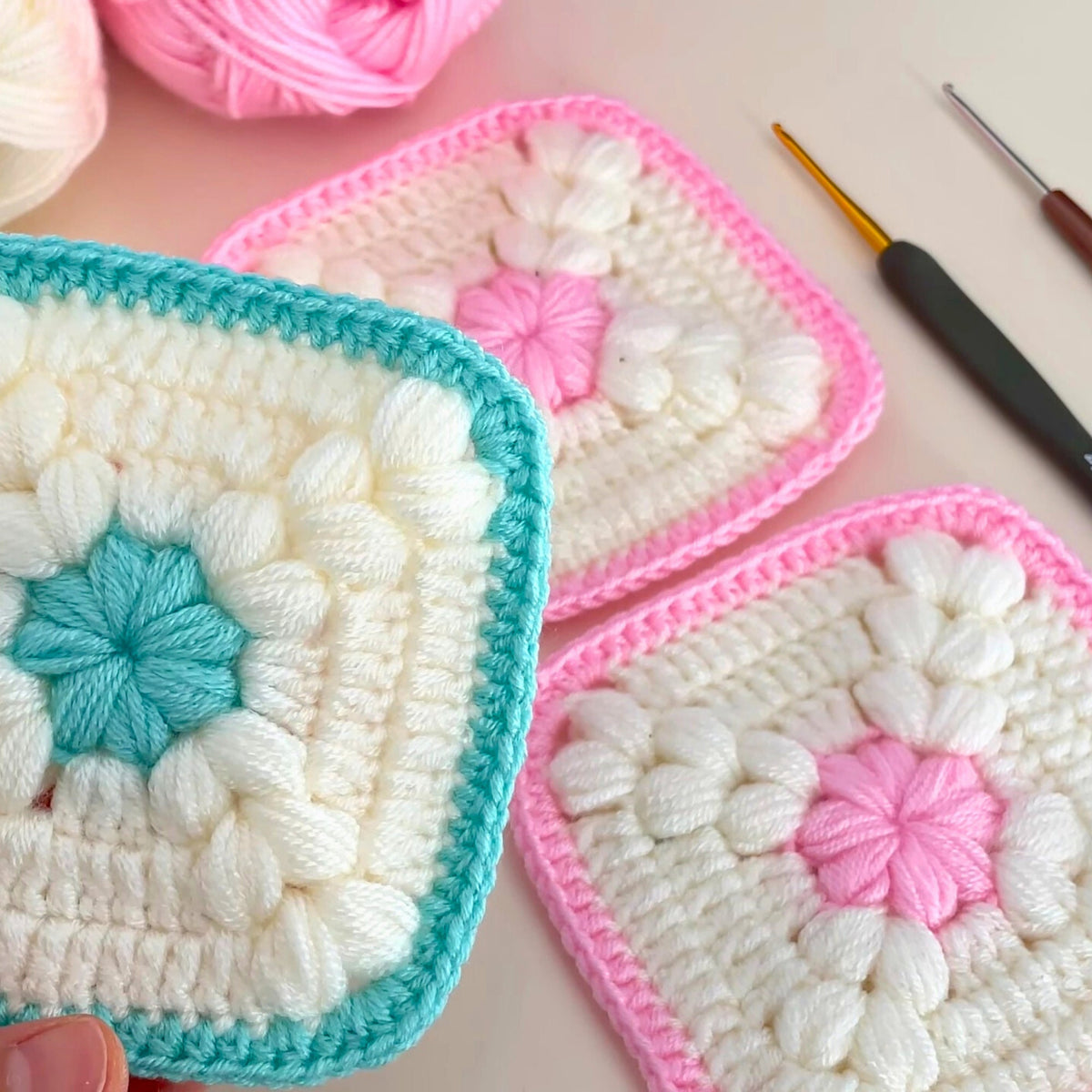 Granny Square Puff Stitch Crochet Pattern - Easy Puff Stitch Pattern - Hand Trendy