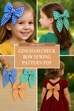 Gingham Check Bow Sewing Pattern PDF, DIY Fabric Hair Bow Pattern