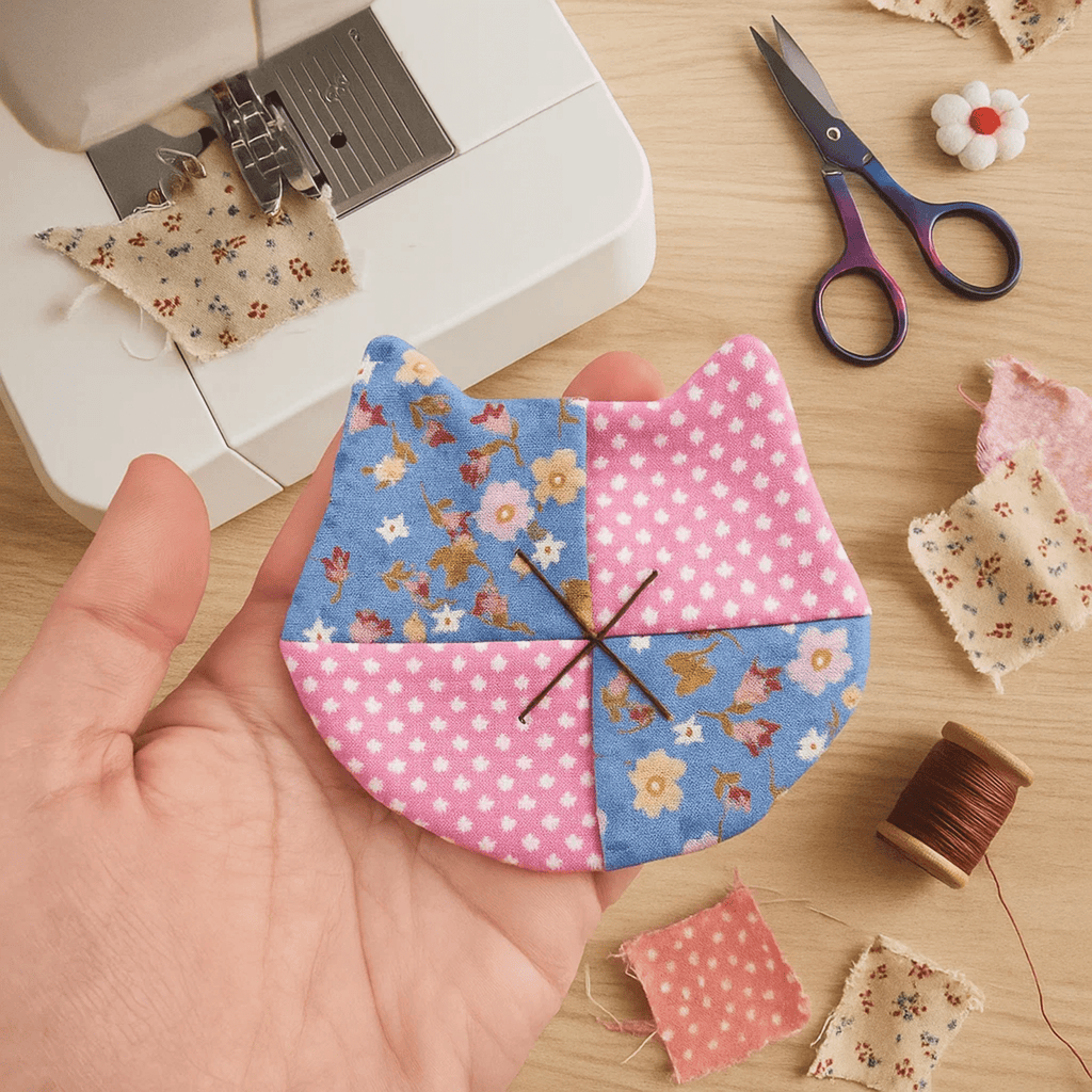 Cat Coaster Sewing Pattern – DIY Fabric Mug Rug Template, Handmade Patchwork Coaster PDF for Beginners - Hand Trendy
