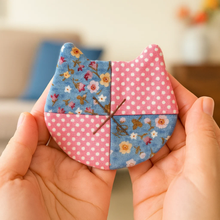 Cat Coaster Sewing Pattern – DIY Fabric Mug Rug Template, Handmade Patchwork Coaster PDF for Beginners