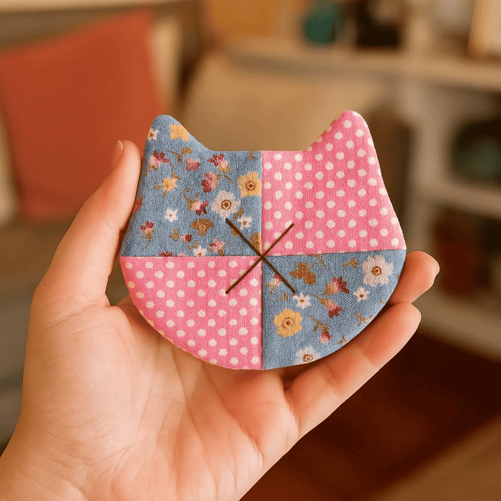 Cat Coaster Sewing Pattern – DIY Fabric Mug Rug Template, Handmade Patchwork Coaster PDF for Beginners - Hand Trendy