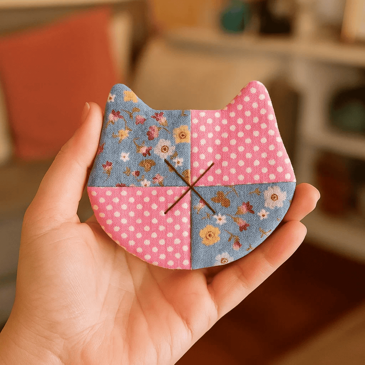 Cat Coaster Sewing Pattern – DIY Fabric Mug Rug Template, Handmade Patchwork Coaster PDF for Beginners - Hand Trendy
