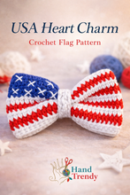 Crochet American Flag Bow Pattern PDF, Patriotic Hair Bow Design, Fourth Of July Accessory