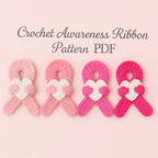 Crochet Awareness Ribbon Pattern PDF, Pink Ribbon with Heart, Breast Cancer Support DIY - Hand Trendy