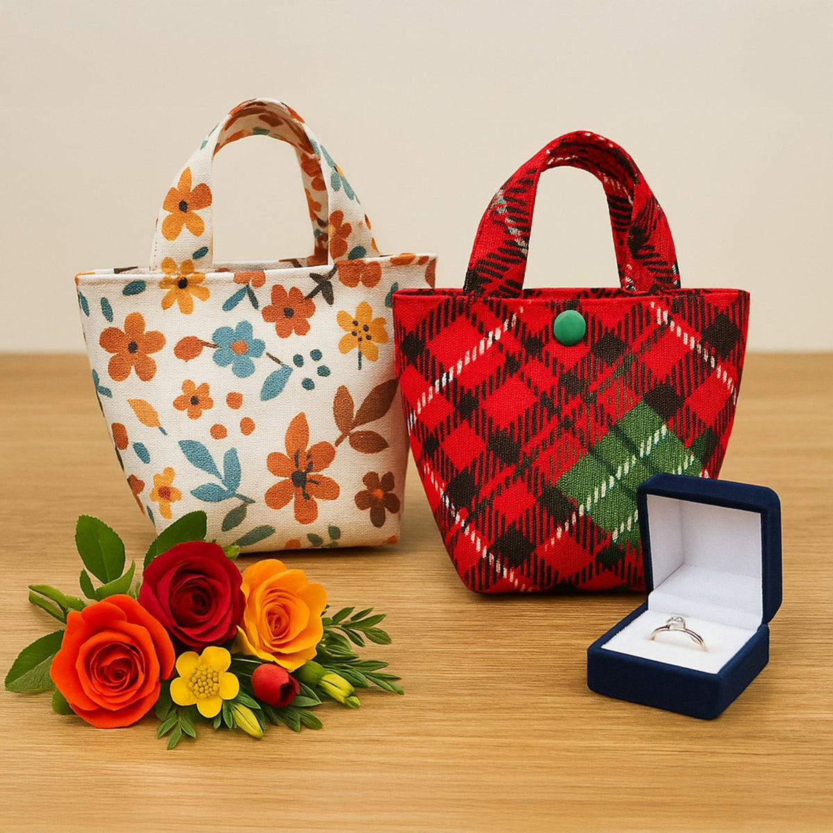 Mini Christmas Tote Bag Sewing Pattern PDF, Small Gift Bag DIY Template - Hand Trendy