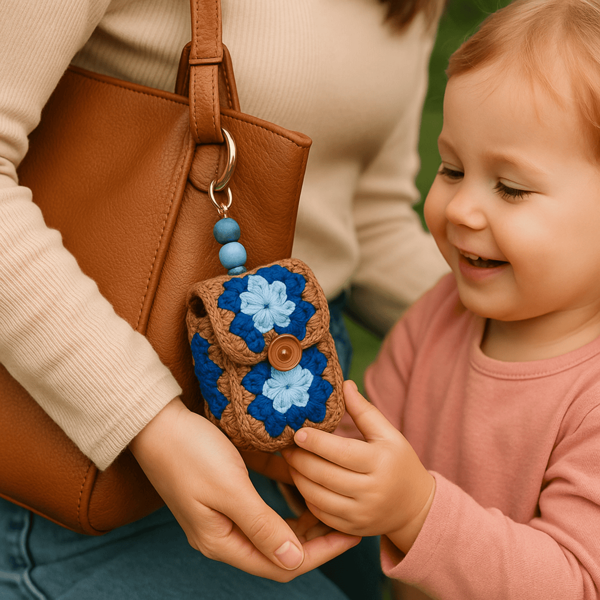 Granny Square Style Crochet Keychain Pouch – Beginner Friendly Small Crochet Bag PDF Gift - Hand Trendy