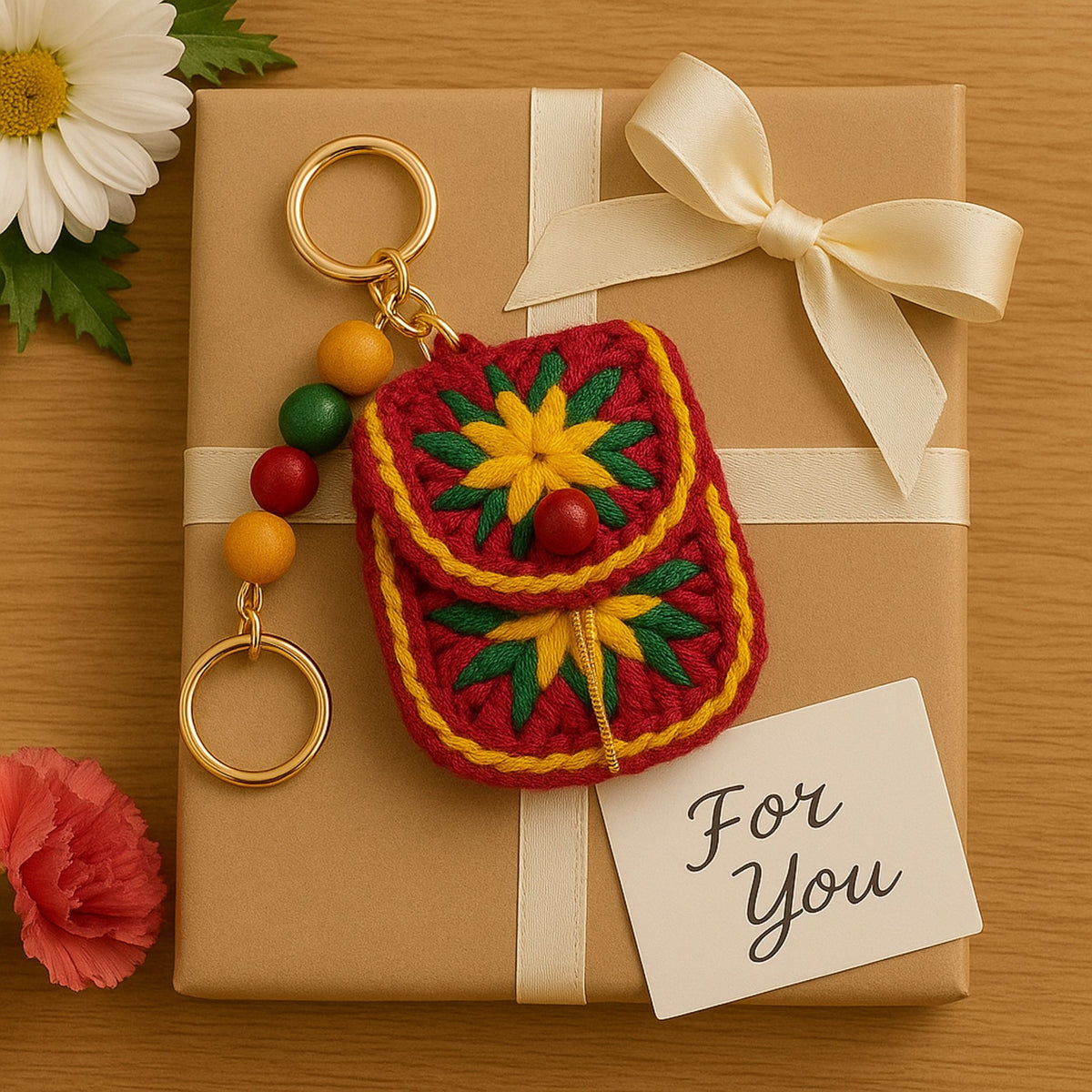 Crochet Mini Bag Keychain - Boho Colorful Granny Square Coin Pouch - Hand Trendy
