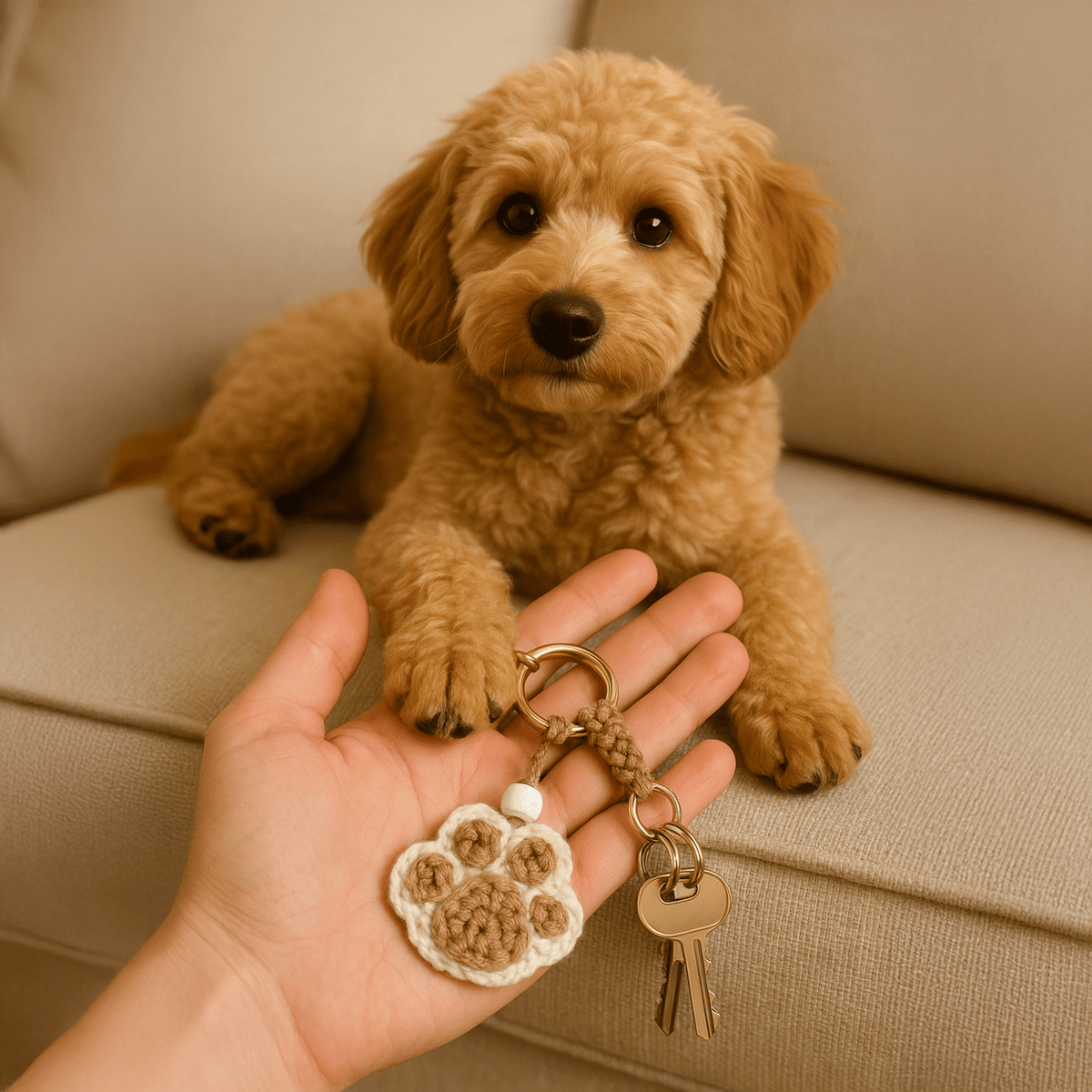 Crochet Paw Keychain Pattern PDF, DIY Pet Lover Gift Tutorial, Easy Crochet Paw Applique - Hand Trendy