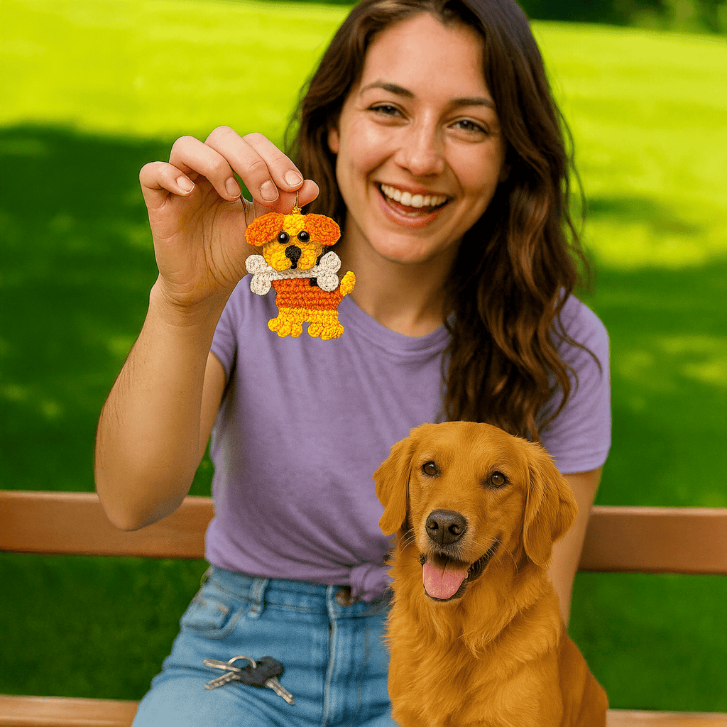 Crochet Dog Keychain Pattern PDF, DIY Puppy Applique Tutorial, Cute Dog Lover Gift - Hand Trendy