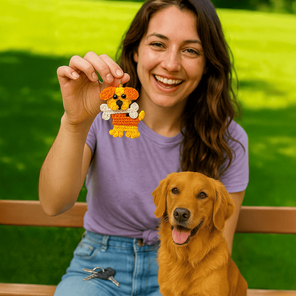 Crochet Dog Keychain Pattern PDF, DIY Puppy Applique Tutorial, Cute Dog Lover Gift - Hand Trendy