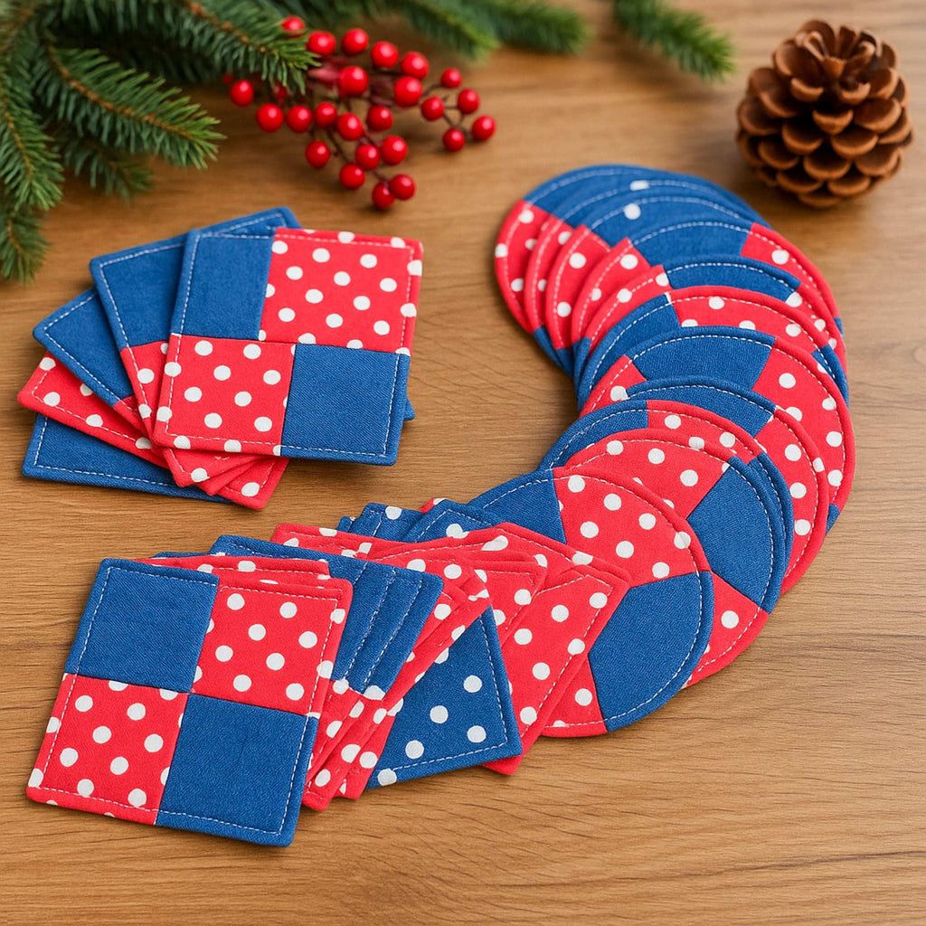 Sewing Coaster Set Pattern for Christmas - DIY Fabric Patchwork Mug Rugs in Christmas - Hand Trendy