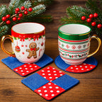 Sewing Coaster Set Pattern for Christmas - DIY Fabric Patchwork Mug Rugs in Christmas - Hand Trendy