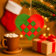 PDF Christmas Heart Ornament Pattern, DIY Woven Felt Scandinavian Basket Heart Template - Hand Trendy