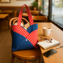 Red Patchwork Tote Bag Pattern - PDF Sewing Pattern Japanese Style Denim