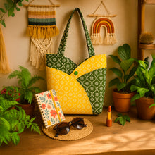 Red Patchwork Tote Bag Pattern - PDF Sewing Pattern Japanese Style Denim