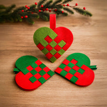 PDF Christmas Heart Ornament Pattern, DIY Woven Felt Scandinavian Basket Heart Template - Hand Trendy
