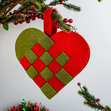 PDF Christmas Heart Ornament Pattern, DIY Woven Felt Scandinavian Basket Heart Template - Hand Trendy