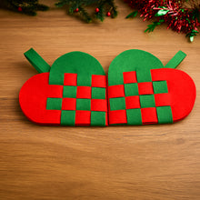 PDF Christmas Heart Ornament Pattern, DIY Woven Felt Scandinavian Basket Heart Template