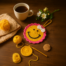 Crochet Smiley Face Ornament Pattern PDF, Cute Happy Face Wall Hanging