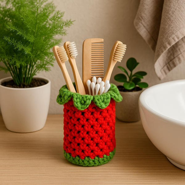 Crochet Pencil Case & Hook Holder Pattern PDF, 3D Floral Storage Pouch, Handmade Organizer DIY