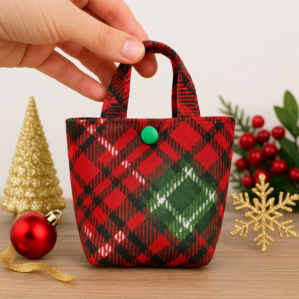 Mini Christmas Tote Bag Sewing Pattern PDF, Small Gift Bag DIY Template - Hand Trendy