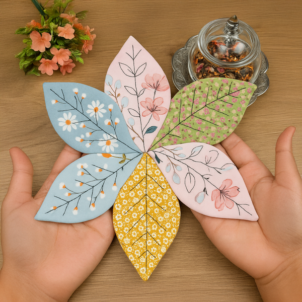 Leaf Coaster Sewing Pattern PDF, DIY Floral Mug Rug Pattern, Handmade Fabric Leaf Placemat