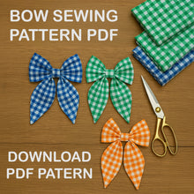 Gingham Check Bow Sewing Pattern PDF, DIY Fabric Hair Bow Pattern