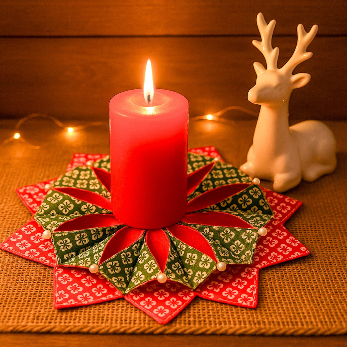Christmas Poinsettia Candle Mat Sewing Pattern - Hand Trendy