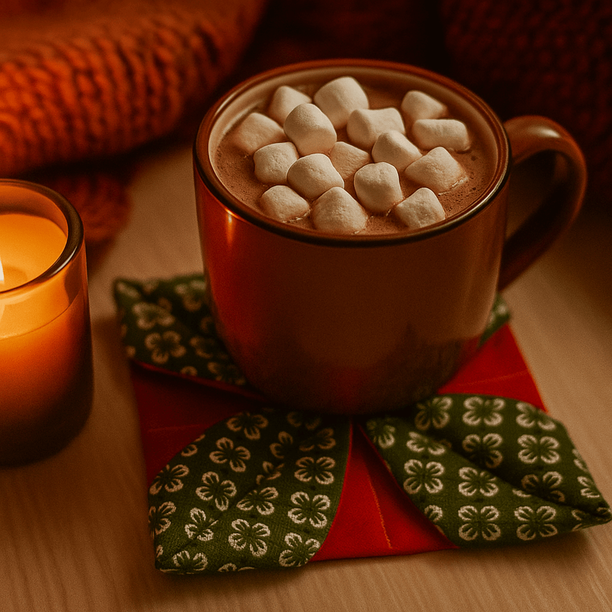 Christmas Fabric Coaster Sewing Pattern – Easy Quilted Mug Rug PDF Tutorial - Hand Trendy
