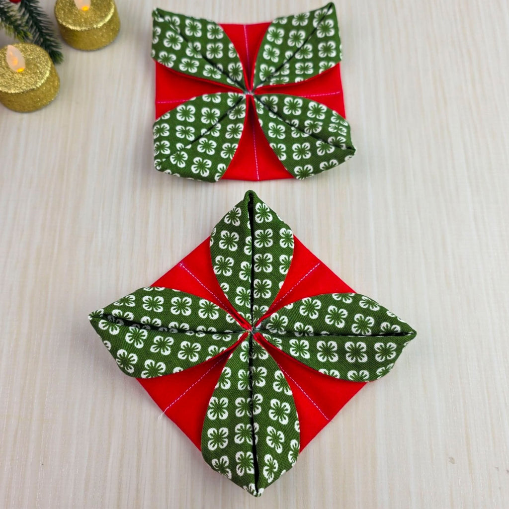 Christmas Fabric Coaster Sewing Pattern – Easy Quilted Mug Rug PDF Tutorial - Hand Trendy