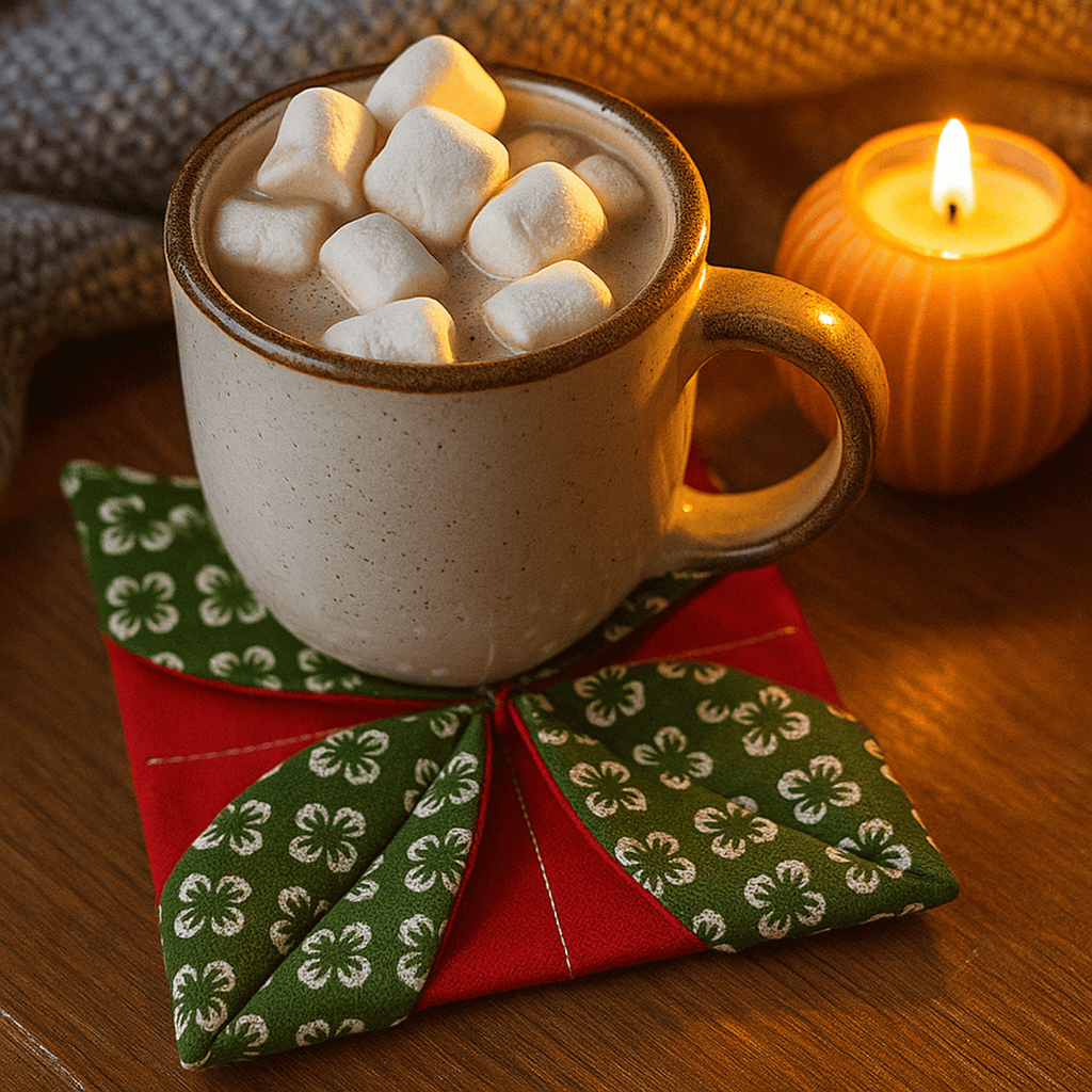 Christmas Fabric Coaster Sewing Pattern – Easy Quilted Mug Rug PDF Tutorial - Hand Trendy
