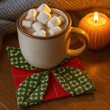 Christmas Fabric Coaster Sewing Pattern – Easy Quilted Mug Rug PDF Tutorial - Hand Trendy