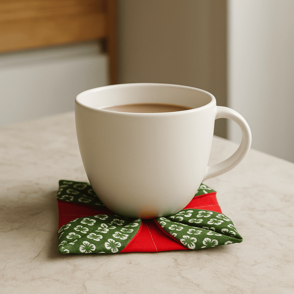 Christmas Fabric Coaster Sewing Pattern – Easy Quilted Mug Rug PDF Tutorial - Hand Trendy