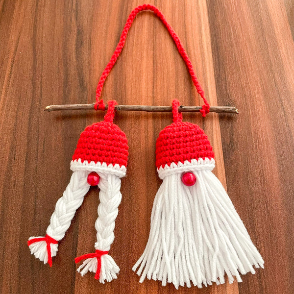 Christmas Gnome Wall Hanging Pattern Crochet PDF Home Decor Scandinavian Style