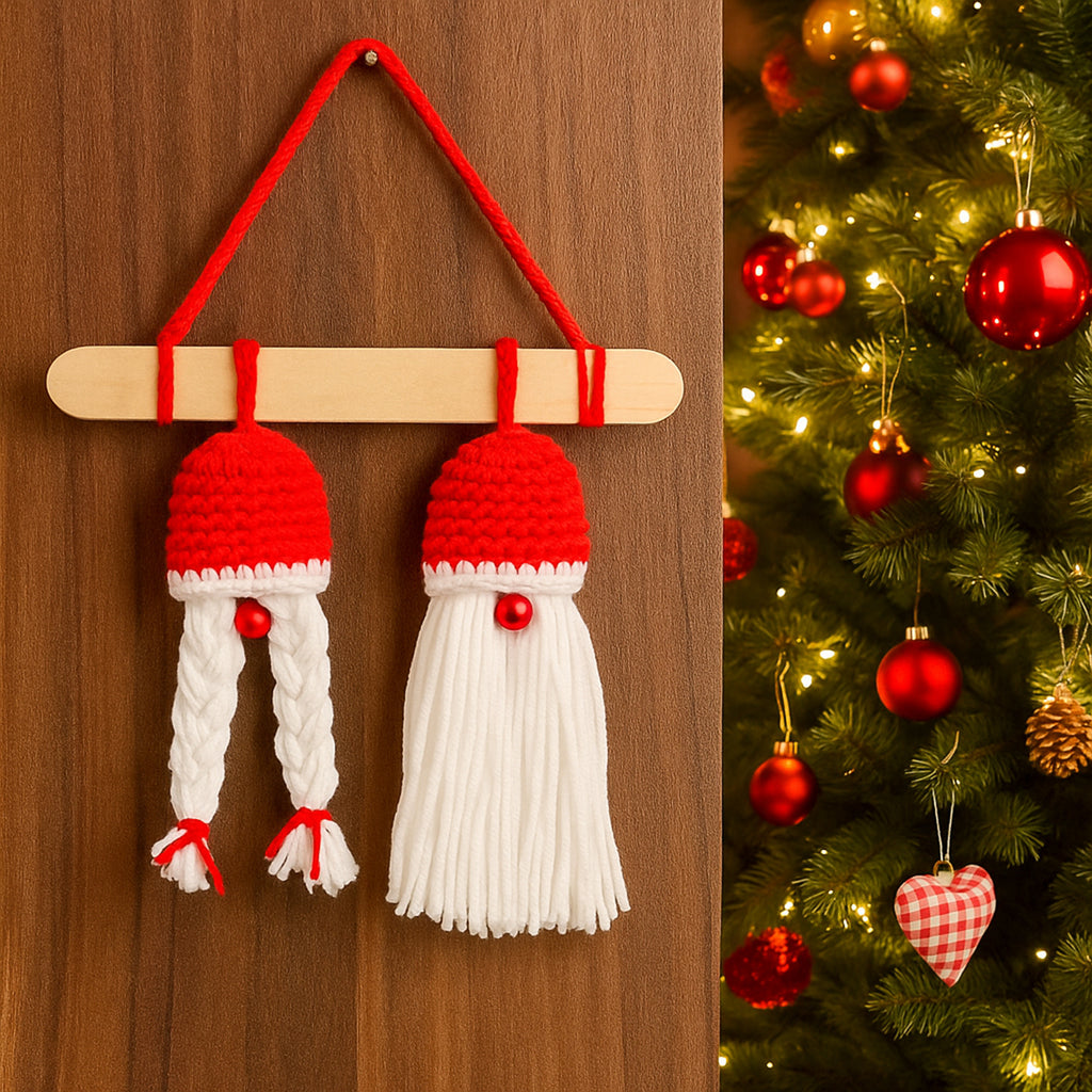 Christmas Gnome Wall Hanging Pattern Crochet PDF Home Decor Scandinavian Style