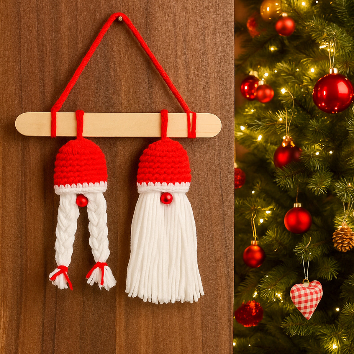 Christmas Gnome Wall Hanging Pattern Crochet PDF Home Decor Scandinavian Style