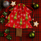 Christmas Tree Pouch Sewing Pattern for Bag Charm Tutorial Easy DIY Fabric Drawstring PDF - Hand Trendy