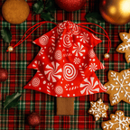 Christmas Tree Pouch Sewing Pattern for Bag Charm Tutorial Easy DIY Fabric Drawstring PDF - Hand Trendy