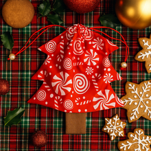 Christmas Tree Pouch Sewing Pattern for Bag Charm Tutorial Easy DIY Fabric Drawstring PDF