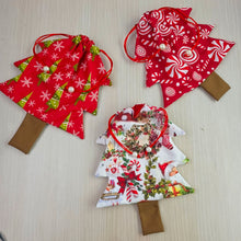 Christmas Tree Pouch Sewing Pattern for Bag Charm Tutorial Easy DIY Fabric Drawstring PDF