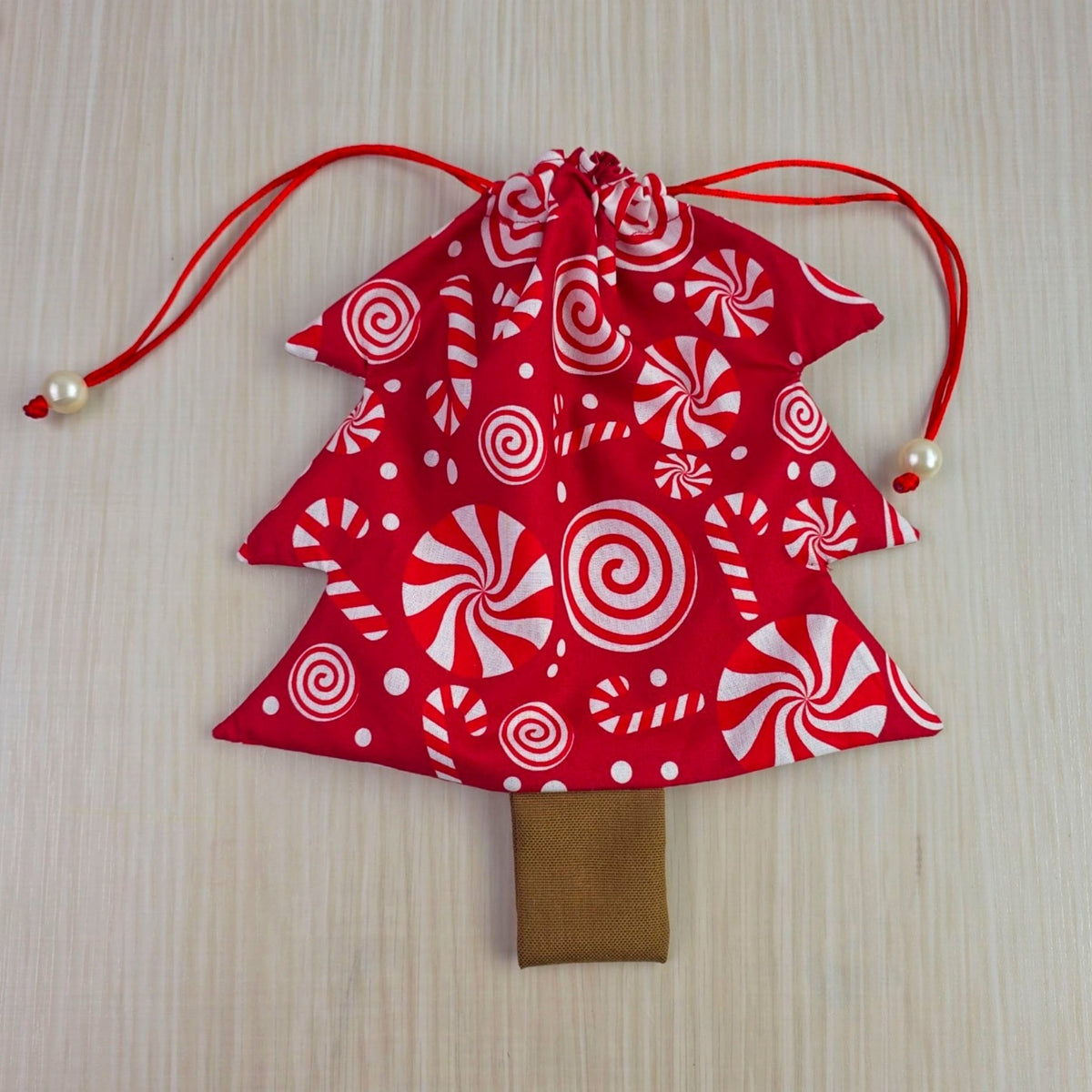 Christmas Tree Pouch Sewing Pattern for Bag Charm Tutorial Easy DIY Fabric Drawstring PDF - Hand Trendy