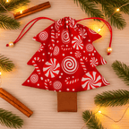 Christmas Tree Pouch Sewing Pattern for Bag Charm Tutorial Easy DIY Fabric Drawstring PDF - Hand Trendy